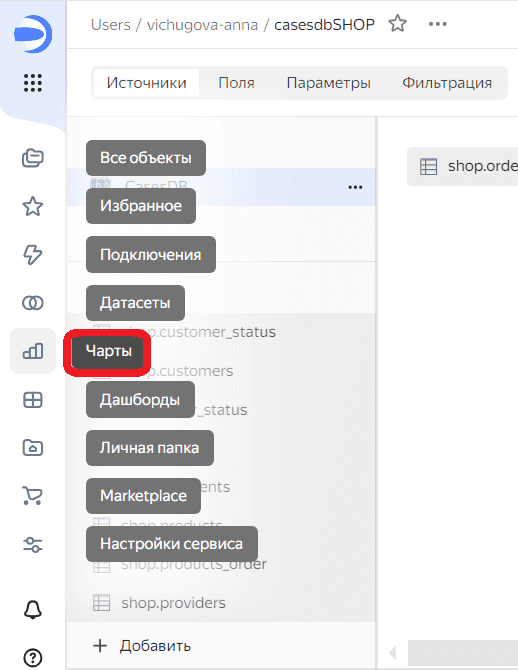 Создание чарта в Яндекс Даталенс